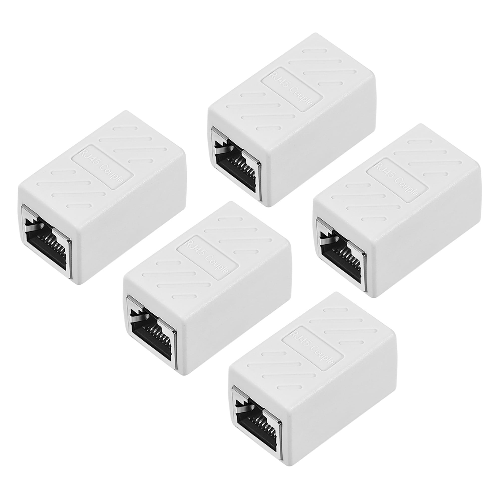 RJ45 Coupler,Ethernet Cable Extender,Female to Female Network Connectors for Cat7/Cat6/Cat5e/Cat5 2Pack, White + 20ft Ethernet Cable
