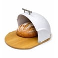 thumbnail image 4 of HausRoland Bread Box with Wooden Bottom 14x10x6" (35.5x25x15.2 cm) Countertop Bread Bin Bread Storage Container for Bakery Storage Bin Food Keeper Pastry Box with Roll Top Cover, White, 4 of 6