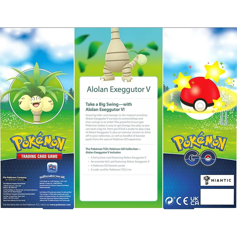 Pokemon GO TCG Trading Card Game: Alolan Exeggutor V Box - 4 booster packs  + promos! 