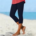 thumbnail image 2 of Womens Capri Pants Stretchy Slim Fit Solid Cropped Trousers Button Detail Ankle Yoga Leggings Summer Pants M, 2 of 9