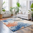 thumbnail image 3 of 4'x6' Area Rugs, Orange Navy Blue Coral Indoor Outdoor Area Rug for Living Room Bedroom, Summer Beach Coastal Rustic Washable Bathroom Rugs Kitchen Floor Carpet Mats Home Decor Aesthetic, 3 of 8