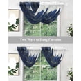 thumbnail image 4 of Navy Blue Gold Sheer Waterfall Valance Curtains for Window, Abstract Line Art Troditional Ink Painting Rod Pocket Sheer Topper Swag Curtains for Living Room, Kitchen 38.5"W x 47.2"L, 1 Panel, 4 of 7