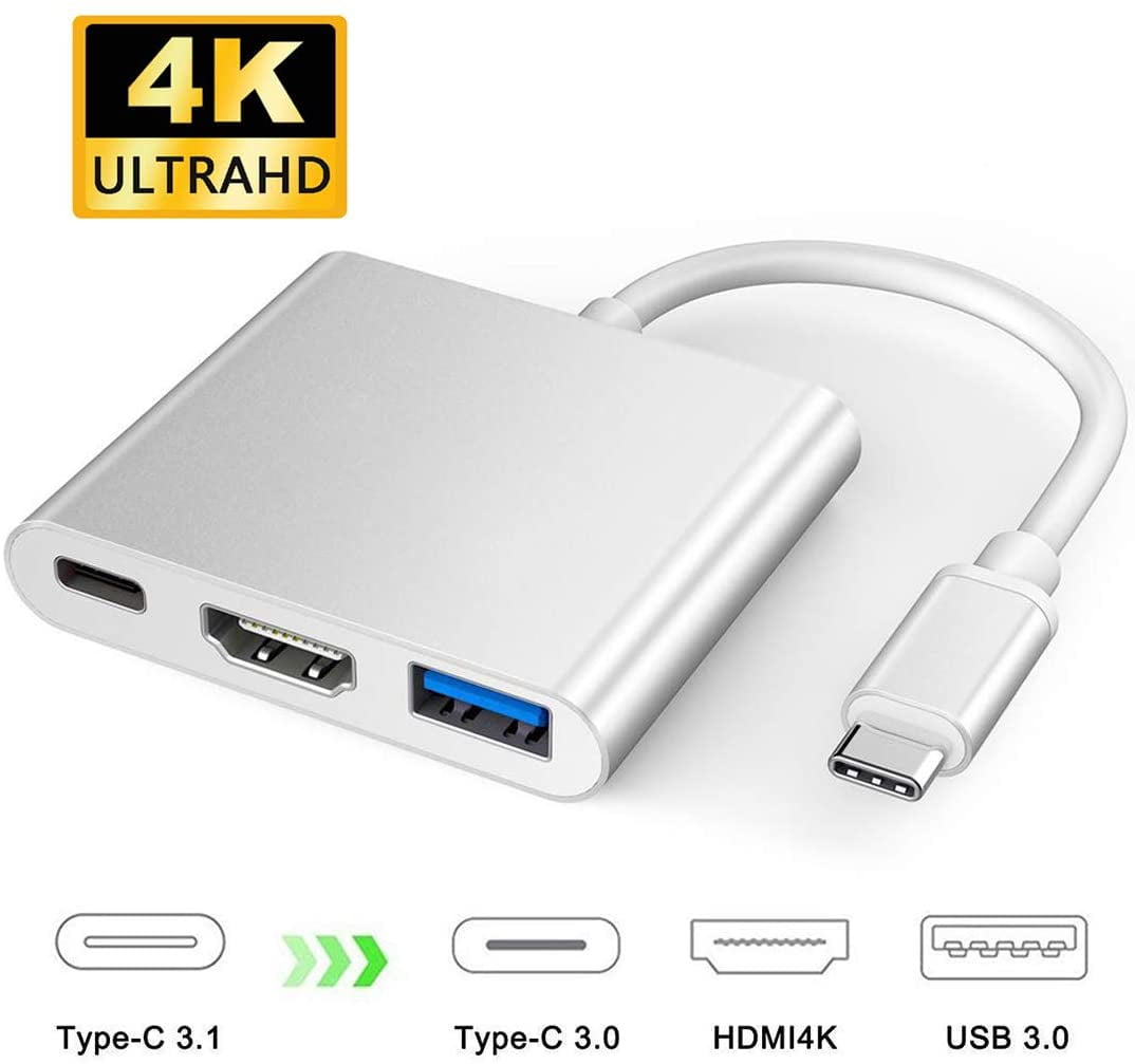 USB C to HDMI Adapter, USB 3.1 Type C to HDMI Adapter with 4K Output, Thumderbolt 3 to HDMI Adapter AV Multiport Converter with USB-C Charging Port Compatible for MacBook Pro/MacBook