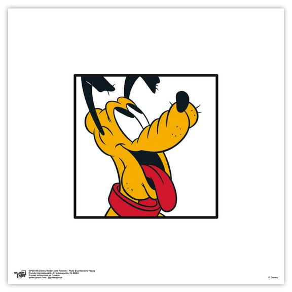 Gallery Pops Disney Mickey and Friends - Pluto Expressions Happy Wall Art, Unframed Version, 12" x 12"