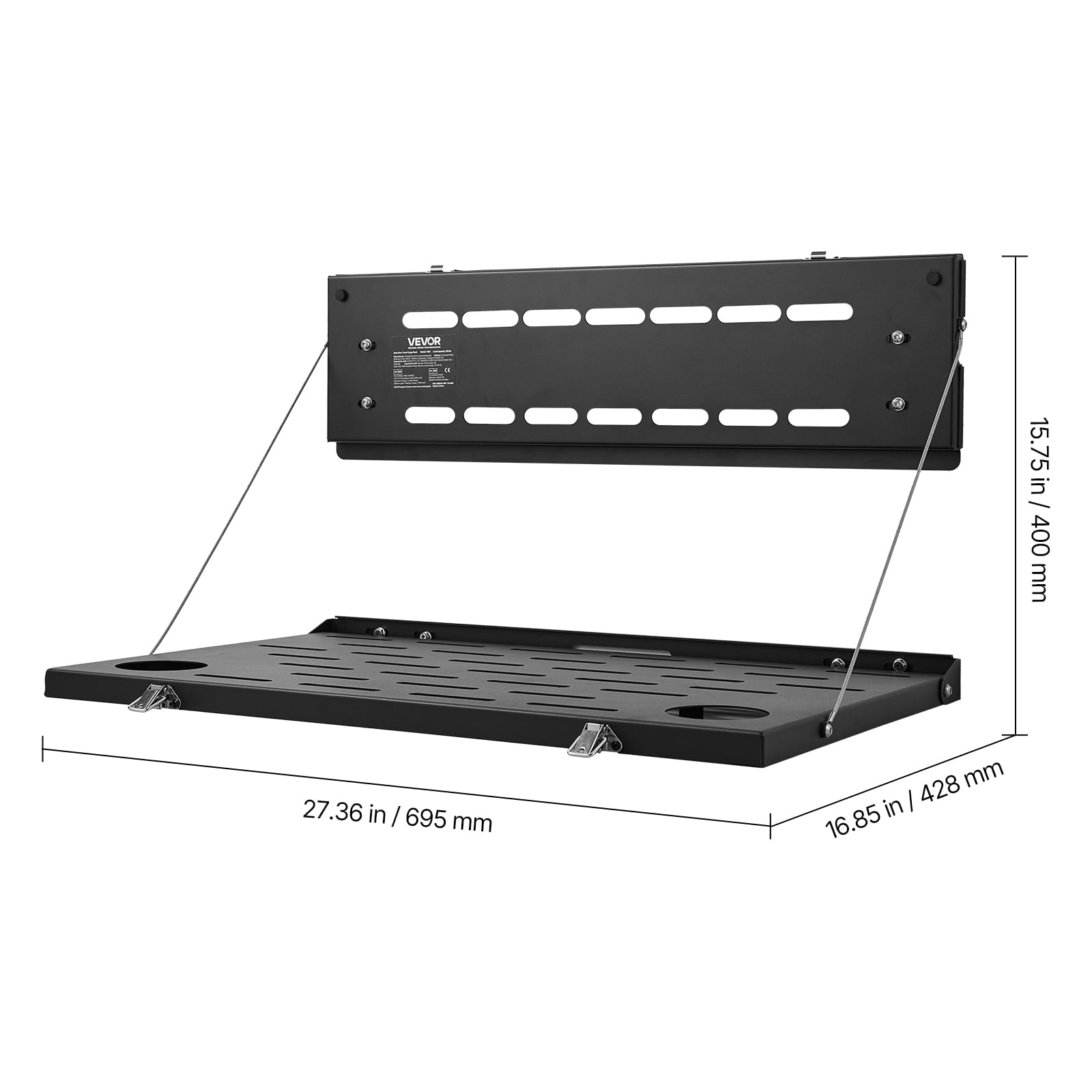 VEVOR Tailgate Table, for 2021-2025 Ford Bronco, 88 lbs Load Capacity, Carbon Steel Foldable Molle Panel Drop Down Table, Rear Door Cargo Storage Rack Shelf Luggage Holder Carrier Camping Accessories