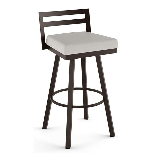 Amisco Derek 30.75" Polyurethane Swivel Bar Stool in Light Gray/Dark Brown
