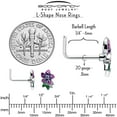thumbnail image 5 of Body Candy 20 Gauge Nose Ring - 316L Stainless Steel L-Shape Nostril Jewelry Flower Purple Nose Stud for Women Men, 5 of 5