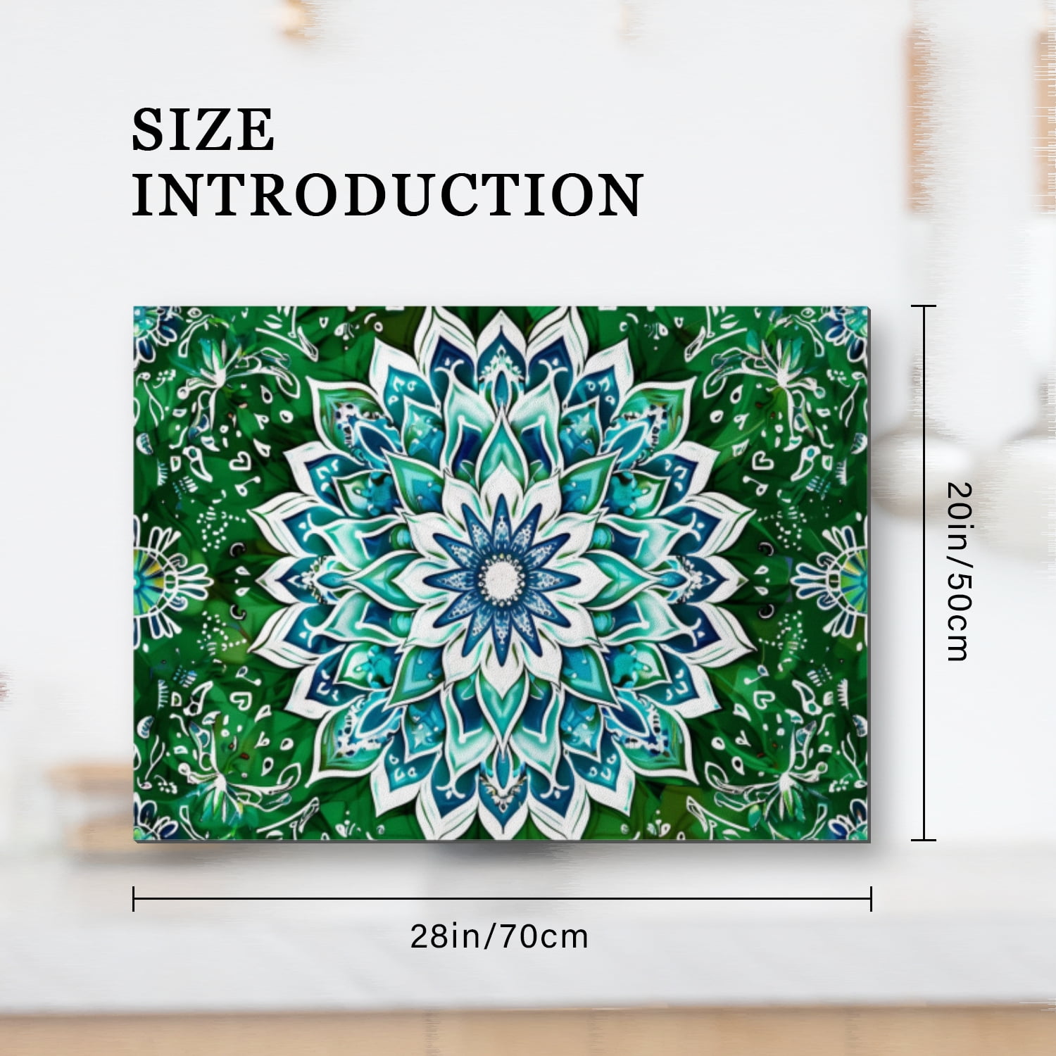 Stovetop Cover For Gas Stove Top, Mandala Designs in White with Blue and Green Colors Non-Slip Glass Cooktop Cover, Square Washable Foldable Stove Mat for Kitchen RV (28×20 Inch)