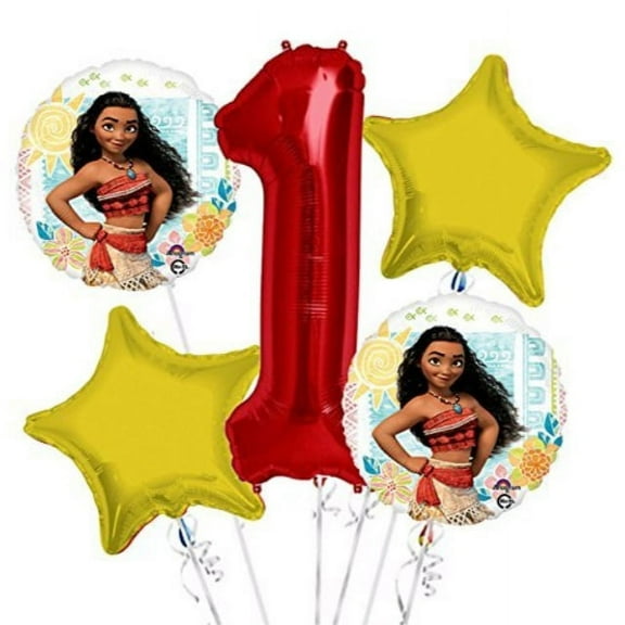 Moana Balloon Bouquet 1st Birthday 5 pcs Party Supplies