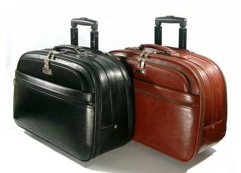 K-Cliffs Genuine Leather Rolling Briefcase Travel Luggage Laptop Bag, Brown Unisex