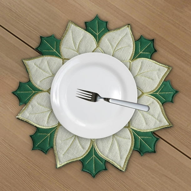 Mantel Individual Navideño, Mantel De Lino Con Bordado De Flores Para Cena, Para Cafetería, Hotel, Cocina, Blanco, 40cm Blanco 40cm Macarena Mantel individual