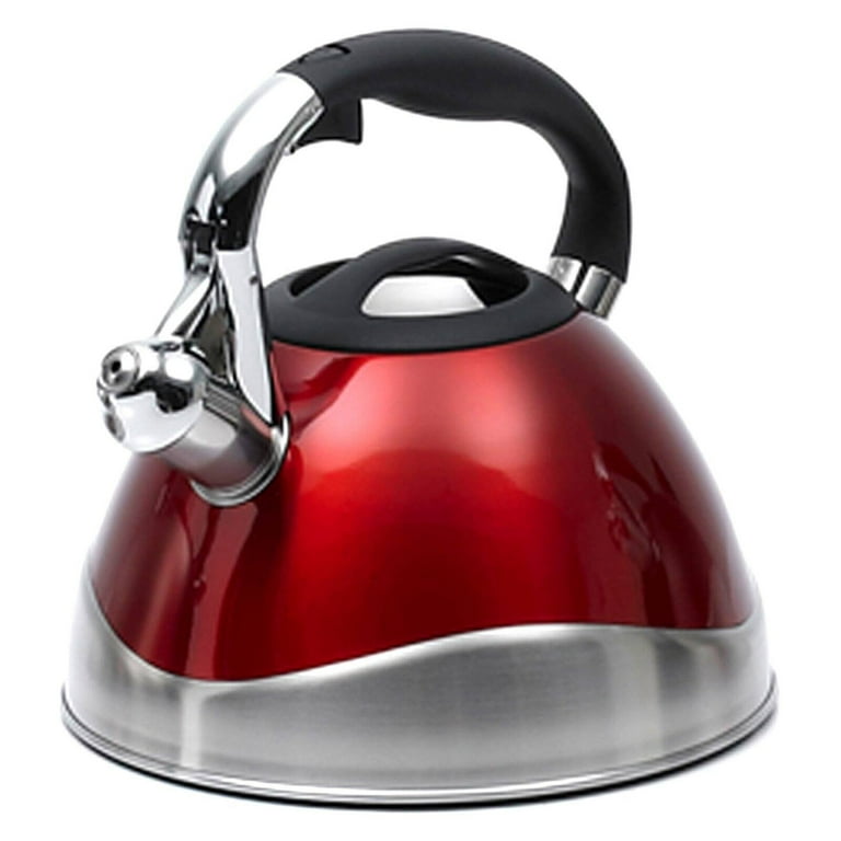 Red Stainless Steel 2-Liter Tea Kettle