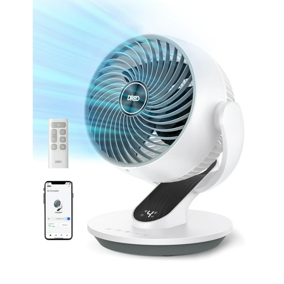 Dreo Ventiladores de mesa para el dormitorio del hogar, ventilador de piso oscilante silencioso de 9 pulgadas con control remoto, ventilador circulador de aire para toda la habitación, potente flujo d