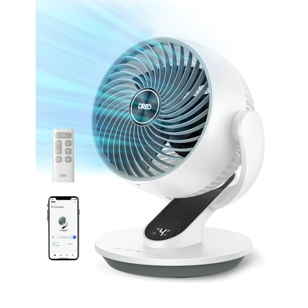 Dreo Ventiladores de mesa para el dormitorio del hogar, ventilador de piso oscilante silencioso de 9 pulgadas con control remoto, ventilador circulador de aire para toda la habitación, potente flujo d