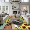 thumbnail image 4 of Rectangle Area Rug 6x9ft,Farm Cow Sunflower Washable Carpet Non-Slip Runner Accent Rugs Indoor Floor Mat for Bedroom Living Room Decor,Teal Brown Wood Board, 4 of 9