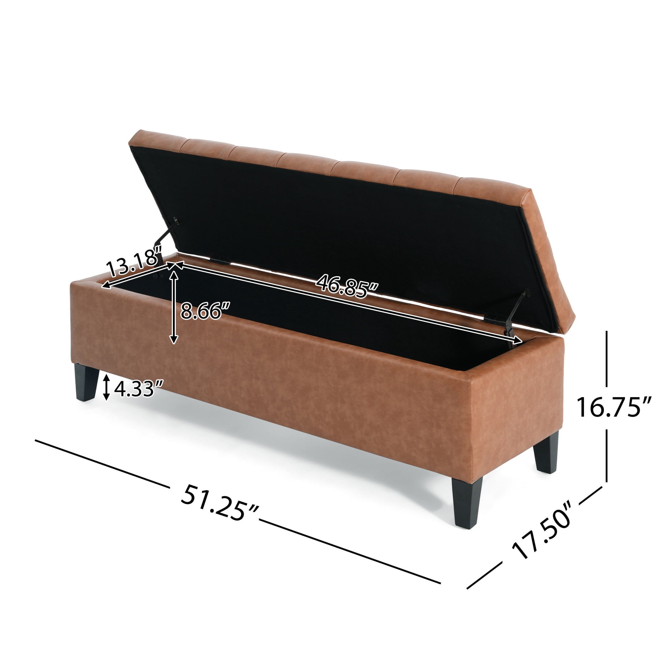 Christopher Knight Home Storage Ottoman Bench with Button Tufted, PU Leather Upholstery, Cognac Brown