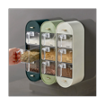 thumbnail image 2 of Organizador de especias de pared, sin perforaciones, caja de almacenamiento de condimentos con múltiples rejillas (verde oscuro), 2 of 6