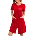 thumbnail image 1 of House Coats for Women with Zipper Short Sleeve Long Length Knit Robe Bathrobe 1 Pc, 1 of 7