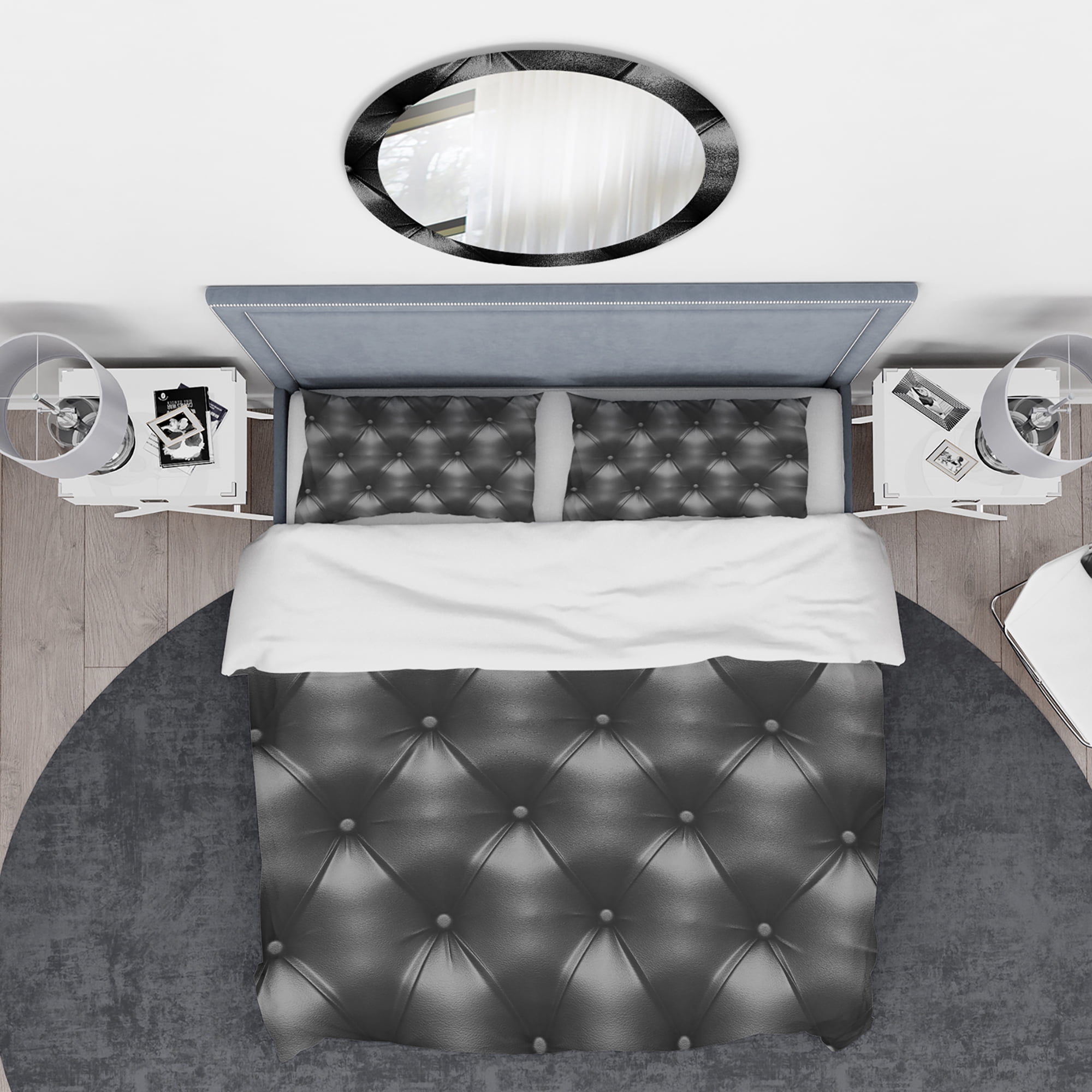 Designart 'Luxury Classic Black Sofa Leather' Modern & Contemporary Duvet Cover Set