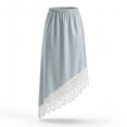 thumbnail image 5 of Fengactive Womens Satin Midi Skirt Elastic High Waist Asymmetrical Lace Trim Flowy Party Skirt, 5 of 6