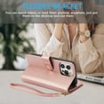 thumbnail image 3 of Phone Case for Apple iPhone 15 Pro Max, Premium iPhone 15 Pro Max Case with Wallet, Card Holder, Coin Zipper Pocket Shockproof Flip Cover Stand with Wrist Strap & Detachable Shoulder Strap,Rosegold, 3 of 13