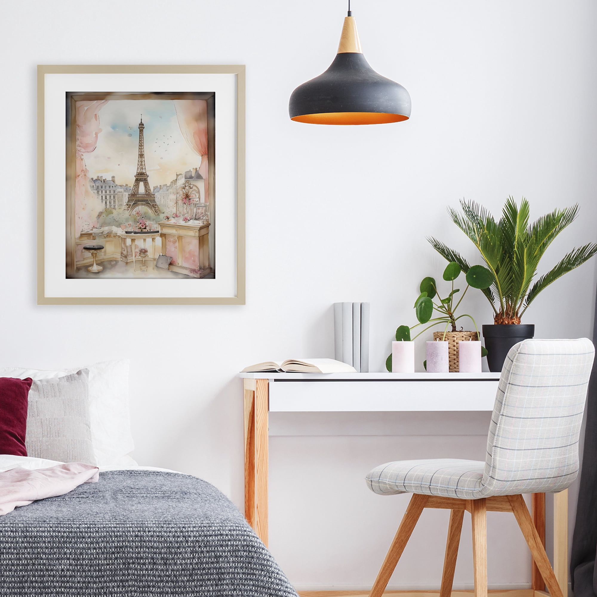 Stupell Industries Eiffel Tower Window View Birch Framed Print Under Glass, design by Creative Studio