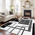 thumbnail image 3 of Rectangle Area Rug 5x8ft,Geometric Grey Black Abstract Art Washable Carpet Non-Slip Runner Accent Rugs Indoor Floor Mat for Bedroom Living Room Decor,Modern Line Block, 3 of 9