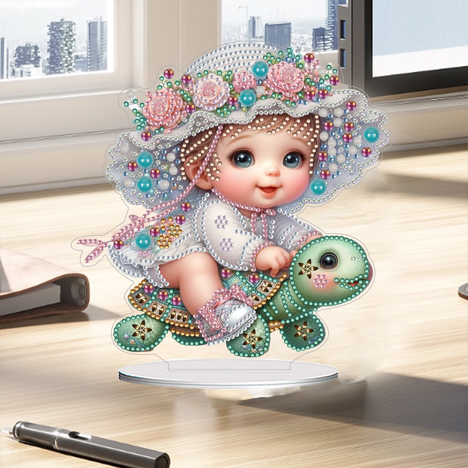 FLOPESN DIY Diamond Painting Art, exquisite and shiny patterns, size 8.26x8.26 inches, made of PVC material suitable for home and desktop decoration
