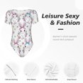 thumbnail image 6 of Daiia Cartoon Cute Rabbit print Women's Crew Neck Short Sleeve Bodysuit Fashion Tops Fit Casual Basic Extender Bodysuit-Medium, 6 of 9