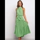 thumbnail image 5 of Vestido Bohemio de Verano para Mujer, Sin Mangas, con Estampado de Lunares, Cuello Halter, Volantes, Dobladillo y Cinturón Verde M, 5 of 9