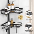 thumbnail image 3 of YIGII Tension Pole Shower Caddy, 4 Tier Stainless Steel Rustproof Adjustable Corner Shower Organizer, Black, 3 of 7