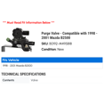 thumbnail image 2 of Purge Valve - Compatible with 1998 - 2001 Mazda B2500 1999 2000, 2 of 2
