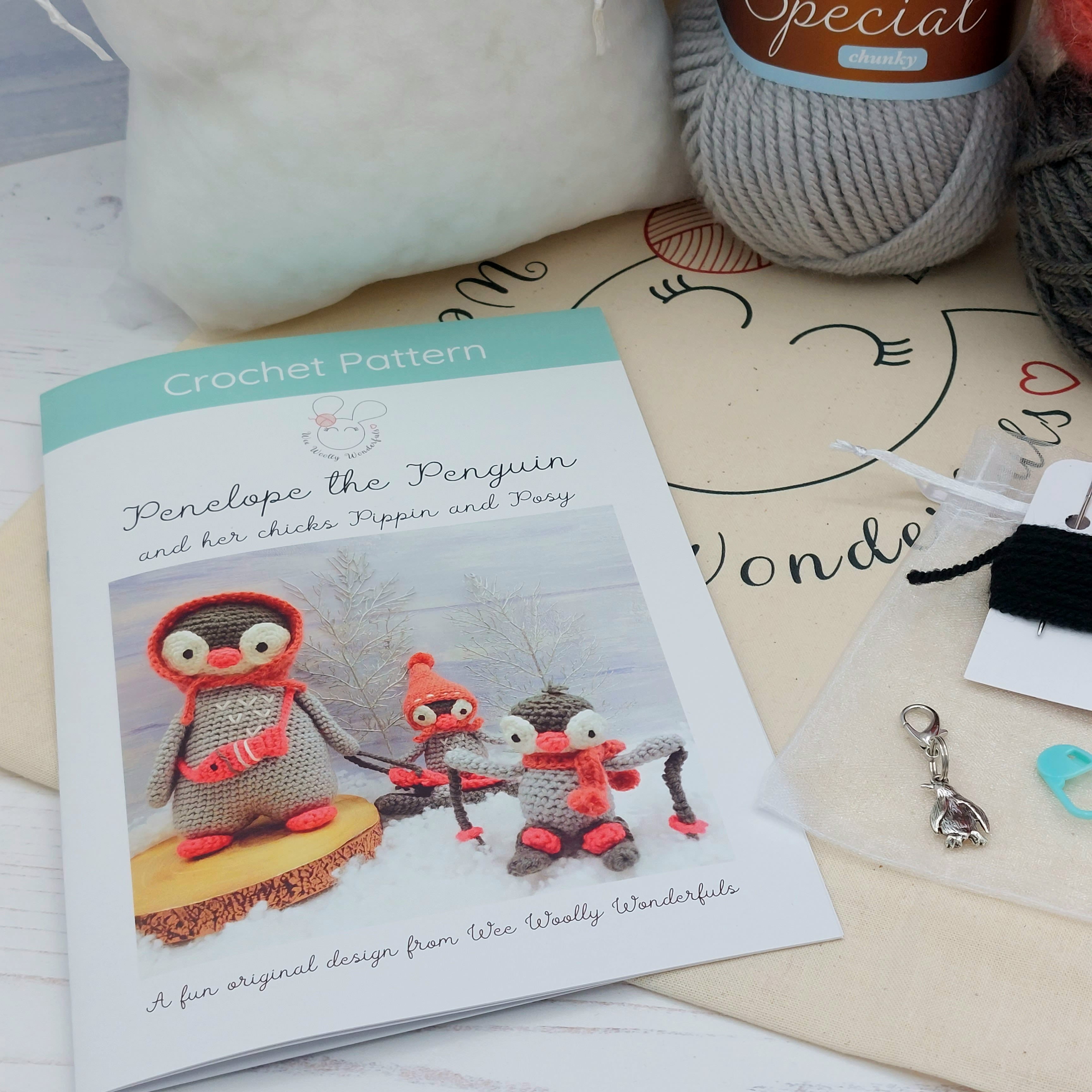 Crochet Kit - Penelope the Penguin & her Chicks