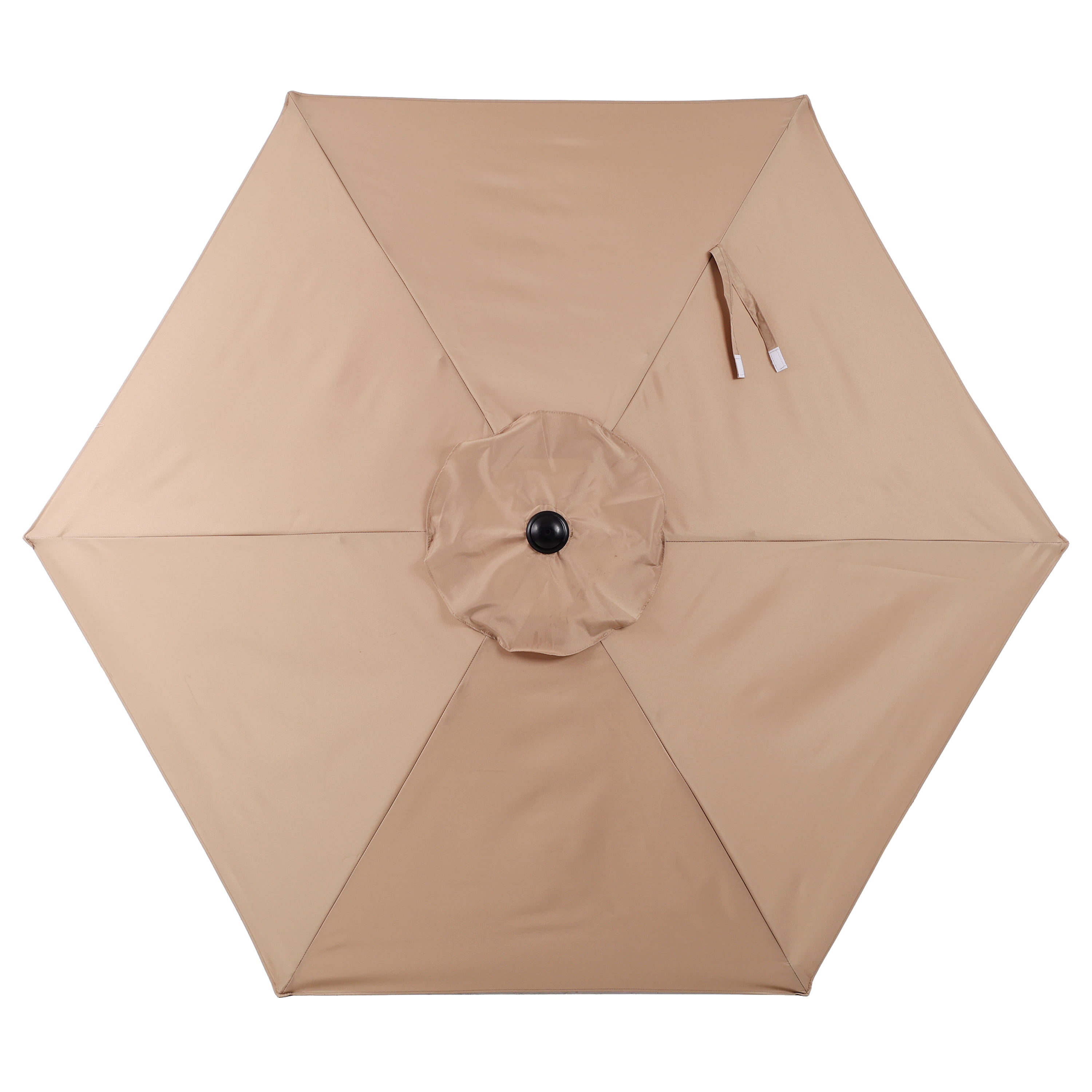 10FT Brown Outdoor Patio Market Umbrella with Crank & Push Button 45° Tilt, 6-Rib Iron Pole PA Waterproof Polyester Canopy for Garden Deck Pool Backyard, Base Not Included