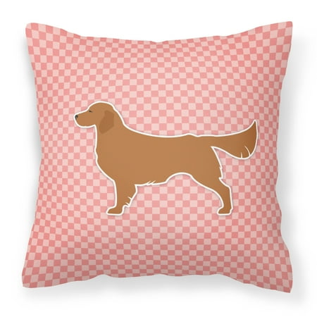 Golden Retriever Checkerboard Pink Fabric Decorative Pillow