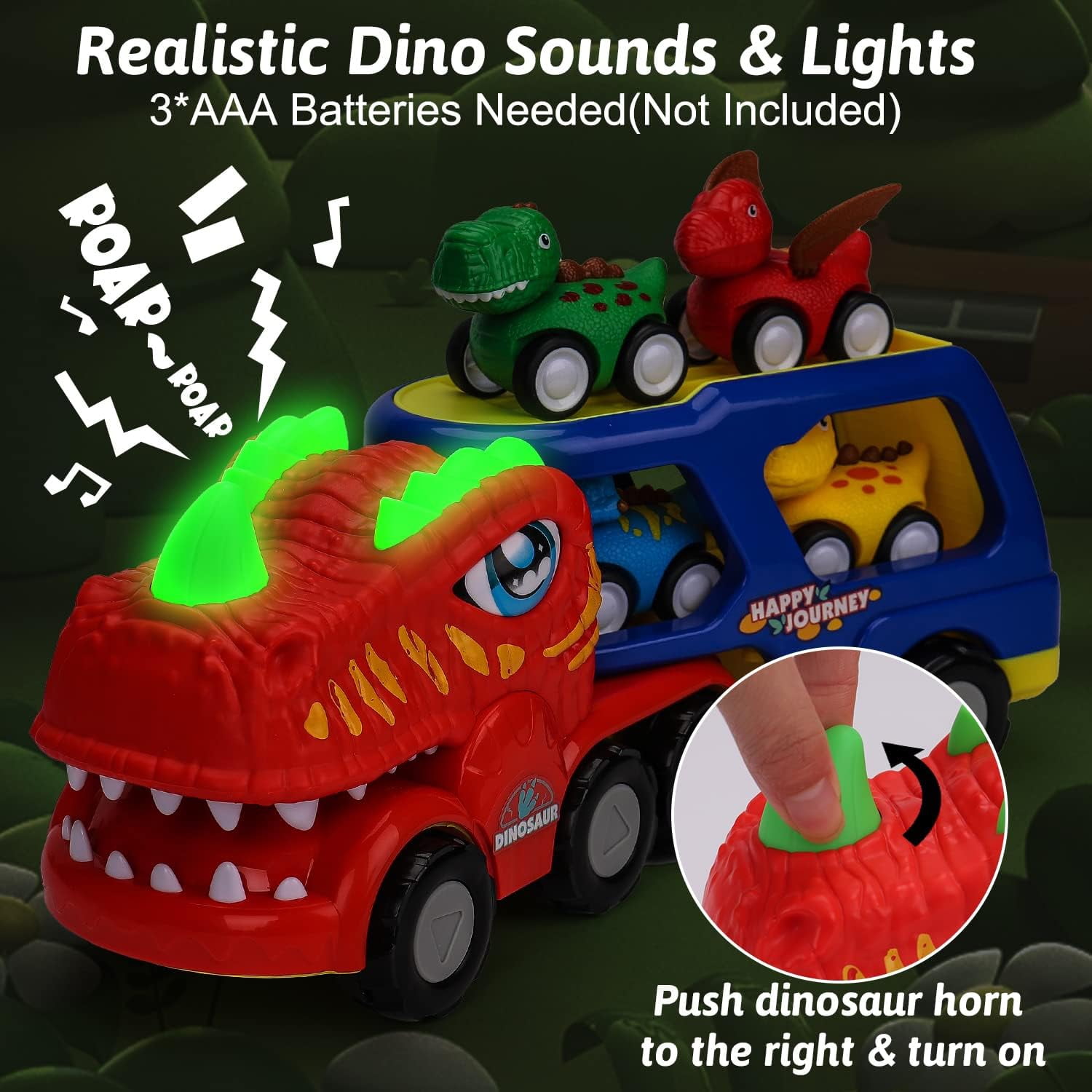 Sytle-Carry 5-in-1 Dinosaur Vehicle Car Toys for Toddlers, Dinosaur Truck Toys for Kids Girls Boys 3-6 Years, Friction Power Vehicle Christmas Birthday Gift