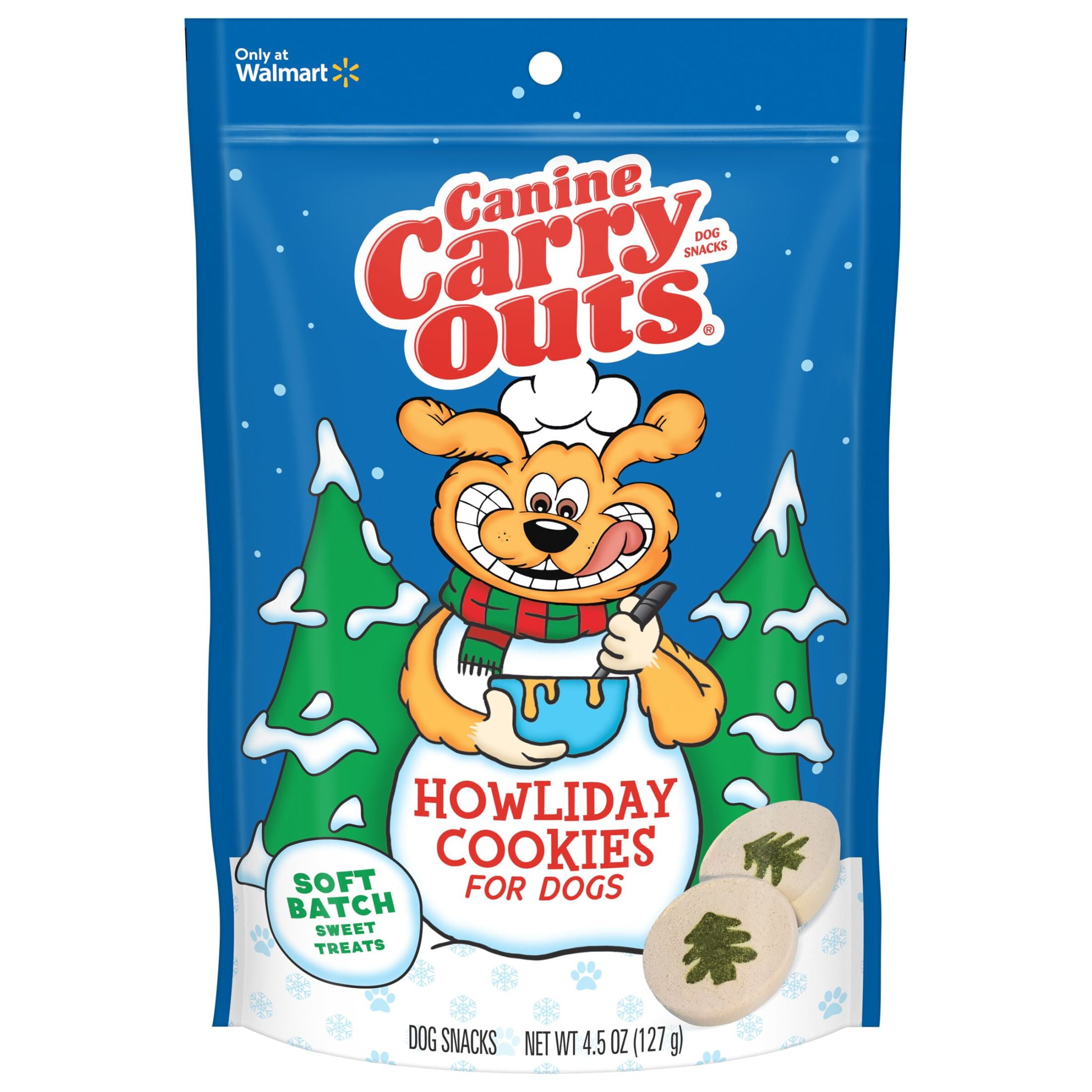 (4 pack) Canine Carry Outs 4.5 Ounce Holiday Cookie Dog Treat Each