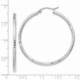 thumbnail image 2 of Diamond2Deal 14K White Gold Diamond-Cut 2mm Round Tube Hoop Earrings for Women (L- 1.58 inch, W- 0.08 inch), 2 of 6