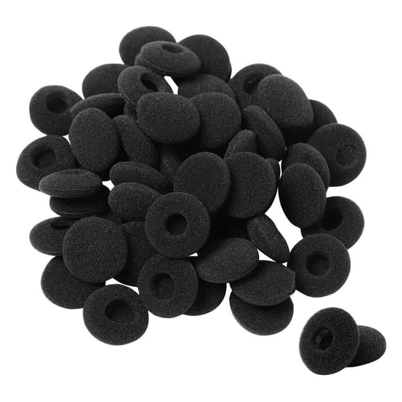 50pcs Black Soft Sponge Earpads, Replacement Earbuds 18 x 5mm for Round and Oval Headphones