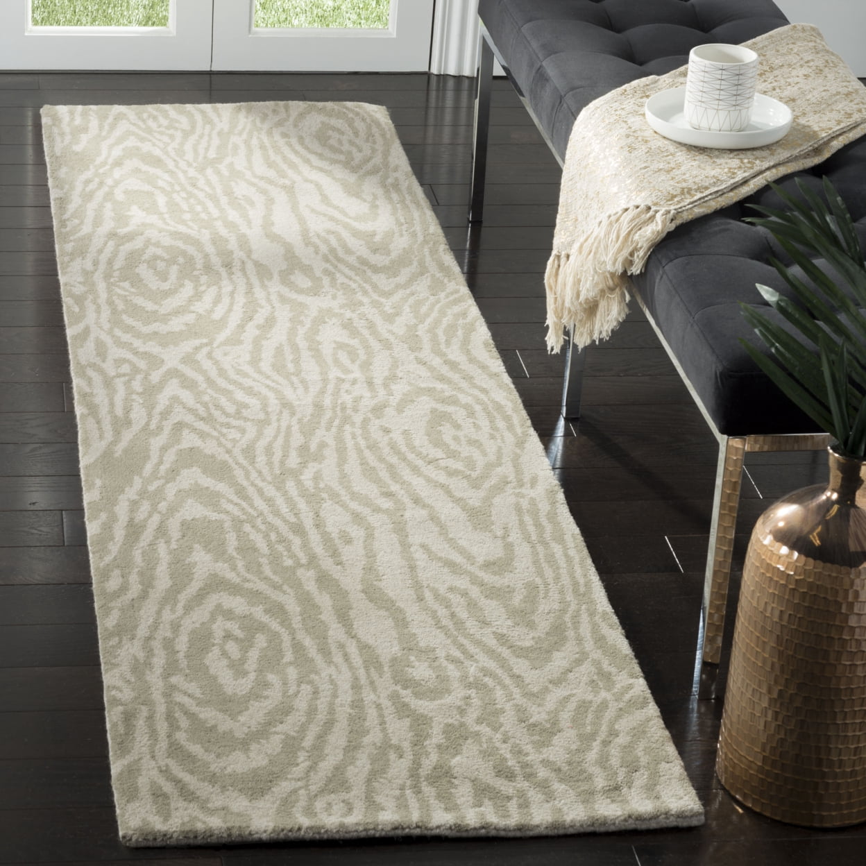 SAFAVIEH Martha Stewart Layered Faux Bois Woodworks Wool Area Rug, Potter's Clay, 8' x 10'
