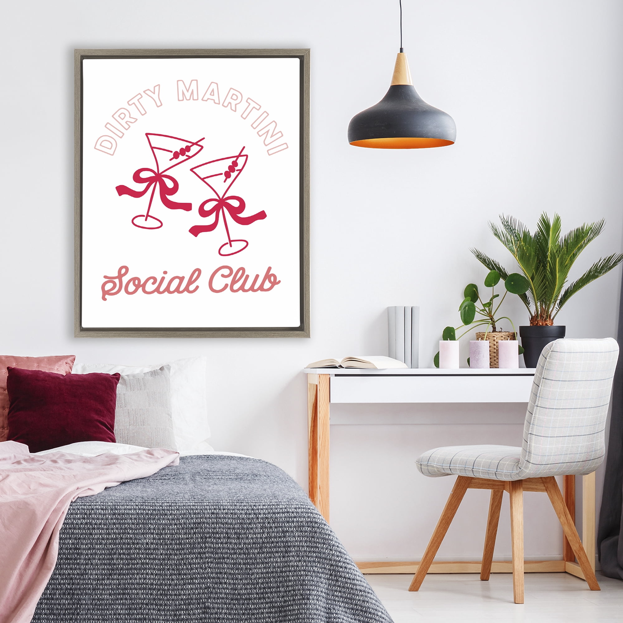 Stupell Industries Pink Martini Social Club Brown Framed Floater Canvas Wall Art, design by Lettered and Lined