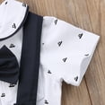 thumbnail image 6 of 2Pcs Infant Baby Boy Gentleman Formal Suit Bow Tie Button Short Sleeve Shirt Romper Suspender Pants Shorts Overalls Outfit Set, 6 of 8