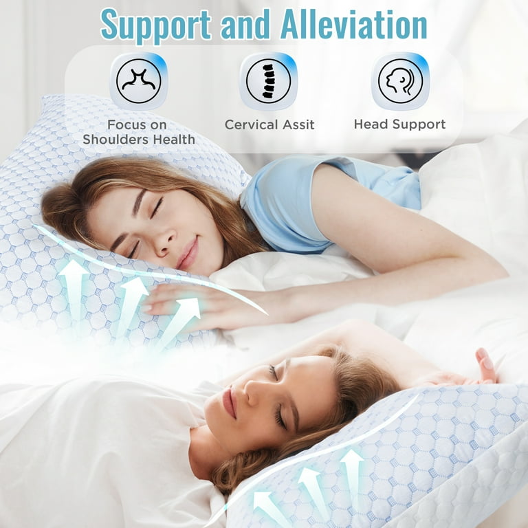 Pillows Queen Size Set of 2, Shredded Memory Foam Cooling Pillows Queen Size Set of 2, Shredded Memory Foam Cooling