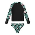 thumbnail image 3 of iEFiEL Girls Printed Swimwear Rashguard Set Long Sleeve Swim Tops with Briefs Swimsuit Outfit Bathing Suit Black 6, 3 of 7