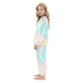 thumbnail image 4 of Fluffy Pajamas Set Fuzzy Winter Warm Pj Sets Pullover Tops and Long Pants Pink and Blue Stripes Large, 4 of 8