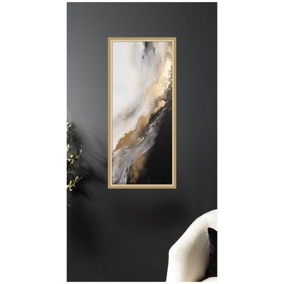 Kate and Laurel Framed Wall Art Print Luxe Drift Modern Glamour Abstract  by The Creative Bunch Studio, 19 x 42, Florence Gold Frame, Modern Contemporary, Abstract Art for Wall Decor