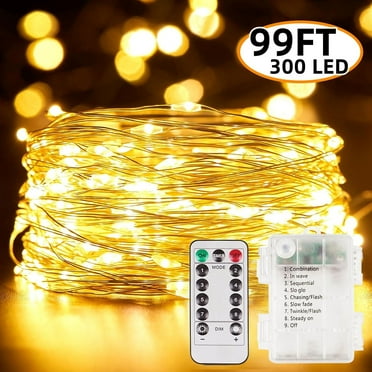 Fairy Lights 99 FT 300 LED String Lights Twinkle Lights Battery Operated with Remote for Indoor Outdoor Home,Garden,Christmas,Party Decoration