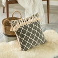 thumbnail image 4 of 16" Handwoven Cotton Throw Pillow Cover with Ogee Pattern and Tasseled Top with Filler, Charcoal, 4 of 8