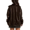 thumbnail image 3 of XXXITICAT Women's PU Leather Jacket Turn Down Collar Zipper Faux Leather Windbreaker Bomber Coat(CO,S), 3 of 4