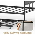 thumbnail image 5 of Daybed with Trundle, Metal Twin Bed Frame with Pop Up Foldable Trundle Bed, Sofa Bed Frame with Stylish Headboard, Heavy Duty Steel Slats Platform for Living Room, Bedroom and Guest Room, Black, 5 of 7